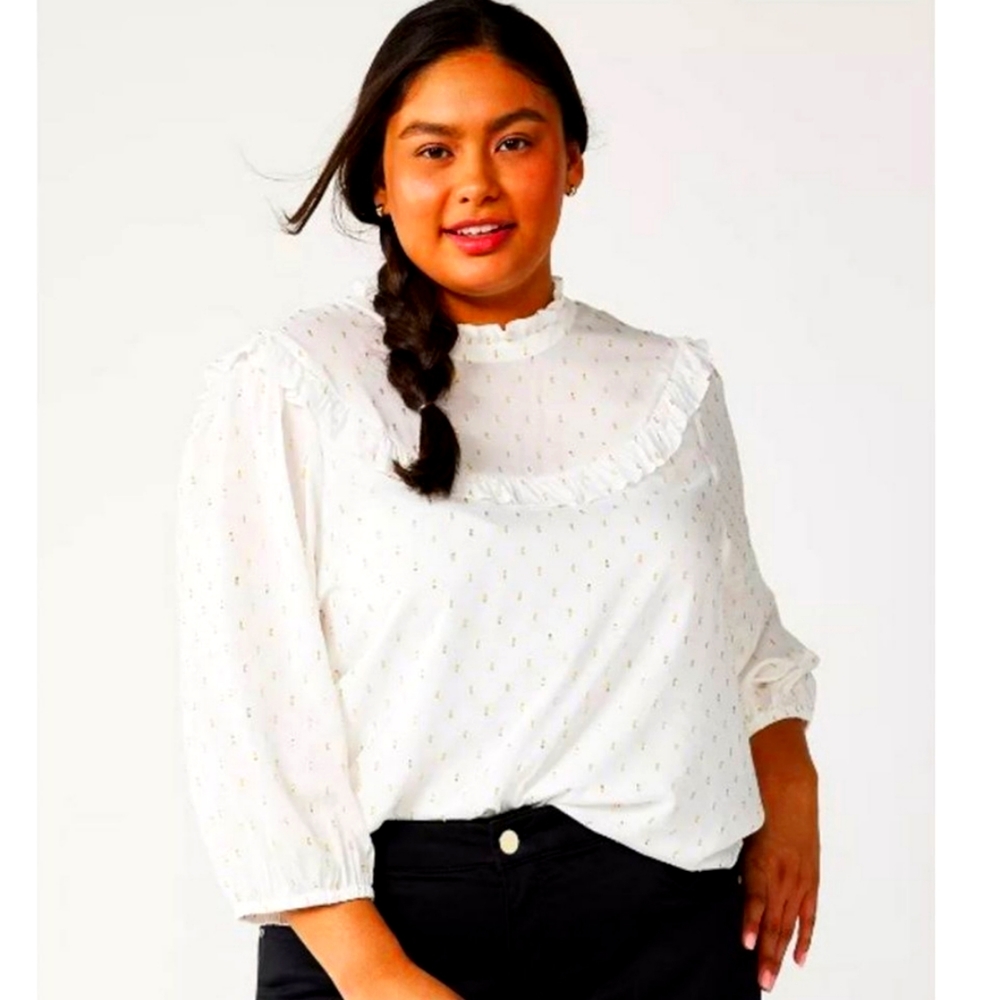 Draper James RSVP Gold Clip Dot Blouse